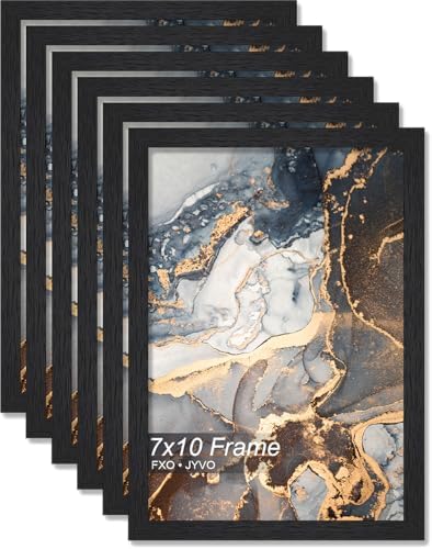 7x10 Picture Frame Set of 6 Black Engineered Wood Tabletop/Wall Hanging by Fxojyvo