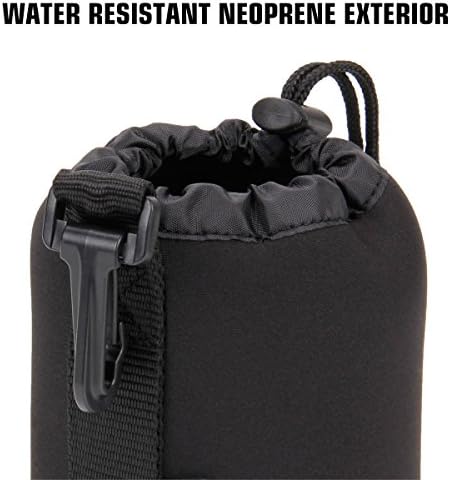 USA Gear FlexARMOR Protective Neoprene Lens Case Pouch Set 3-Pack - Small, Medium and Large Cases with Drawstring Opening, Attached Clip, Reinforced Belt Loop (Black) - Image 6