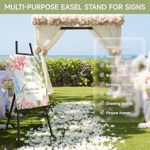 Easel Stand for Sign, Metal Display Easel with Adjustable Chain, Black - Image 3