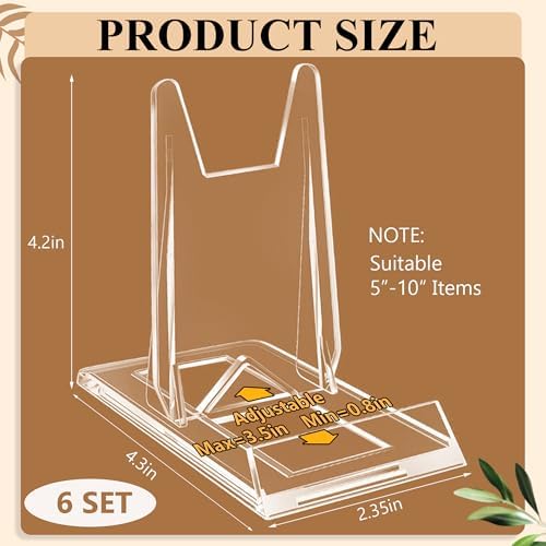 6 Pack Adjustable Acrylic Book Stand for Display, 4.2in H - Image 3