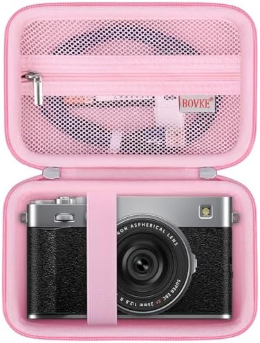 BOVKE Hard Carrying Case for FUJIFILM X-E5 Mirrorless Digital Camera, Extra Mesh Pocket for Batteries, SD Card, Charging Cables and More Additional Accessories, Pink by BOVKE