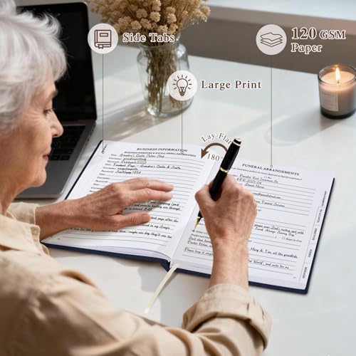 Lanpn End of Life Planner Death Organizer with Tabs, Final Wishes & Financial Estate Planning Journal, When I Die Journal for Senior, Before Death Life and Care Plan Book, Blue, Leather Hardcover - Image 3