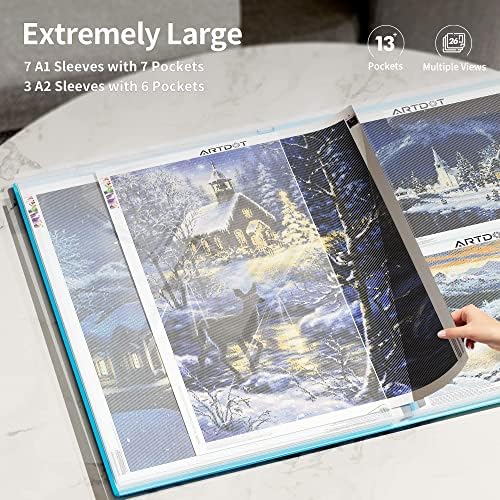 ARTDOT A1 Storage Book for Diamond Painting Kits, Diamond Art Portfolio Folder for Diamond Painting Accessories with 13 Pockets, 26 Views Protectors (34x25.4inches) - Image 4