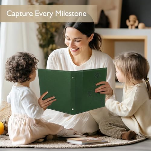 Photo Album 8x10 Clear Pages Pockets Leathe Cover Slip Slide in Photo Album Holds 50 Vertical 8x10 Photos Picture Book for Wedding Family (Dark Green) - Image 5