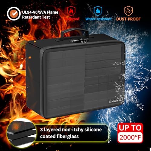 Photo Storage Box with Lock,DocSafe Fireproof Photo Organizer Box with 16 Inner 4" x 6" Photo Case(Clear),Collapsible Portable Photo Filing Safe Storage with Water-Resistant Zipper for Photos,Picture - Image 3