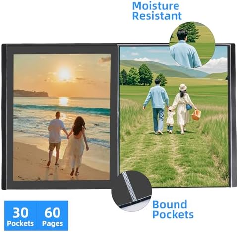 Large 13"x19" Art Portfolio Heavy Duty Binder with Plastic Sleeves, Portfolio Folder with 30 Clear Sheet Protectors, Display 60 Pages, Poster Binder， (medium（13x19in）) - Image 4