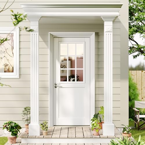 22" x 36" Enclosed Shutters, 9-Lite Entry Door Double Tempered Glass Replacement - Frame Size, Clear Tempered Glass Insert Kit, Privacy, Easy Installation and Maintenance, White - Image 5