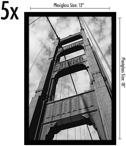 Americanflat 12x18 Poster Frame 5-Pack - Slim Molding - Black - Image 2