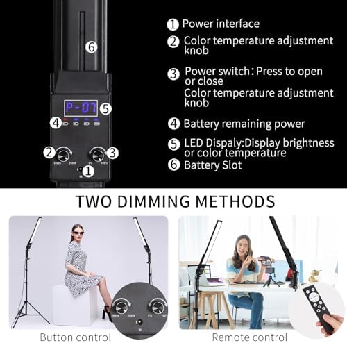Photography Lighting, Battery Powered Portable Handheld Wand Dimmable LED Studio Light Stick Kit with NP-F970 Li-ion Battery, Stand, Remote for YouTube Video Recording, Streaming, Portrait - Image 4