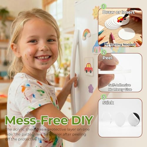 24 Pack Clear Acrylic Fridge Magnets, Blank Round Photo Insert Magnets DIY Picture Frames for Refrigerator, Whiteboard, Home Office Organization & Custom Gifts - Image 3