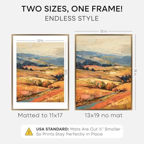 Homeforia 13x19 Bronze Picture Frame, High-End Metal, 11x17 Mat, Glass - Image 2