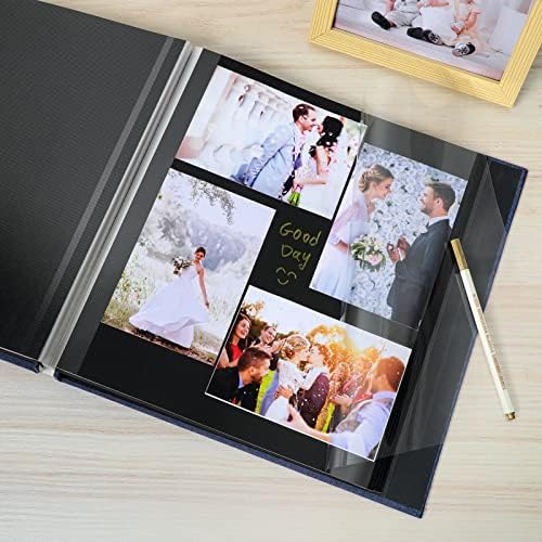 Spbapr Large Photo Album Self Adhesive Linen Cover Magnetic Scrapbook Album DIY Scrap Book 60 Black Sticky Pages for 4x6 5x7 8x10 10x12 Pictures with A Metal Pen,13.2"x12.8"60pages - Image 4