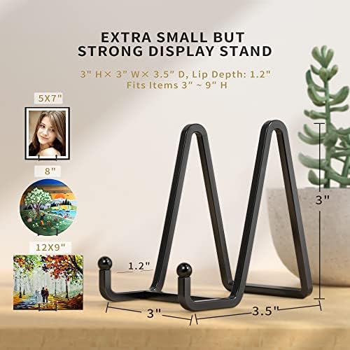 IPAME 3 Pack 3 Inch Plate Stands for Display - Metal Square Wire Plate Holder Display Stand + Picture Frame Stand Holder Easel for Decorative Plate, Book, Plaque, Photo, Platter (Black 3pcs) - Image 3