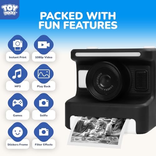 TOY Life Kids Instant Print Camera, 1080P, Ages 3-12, Black - Image 4