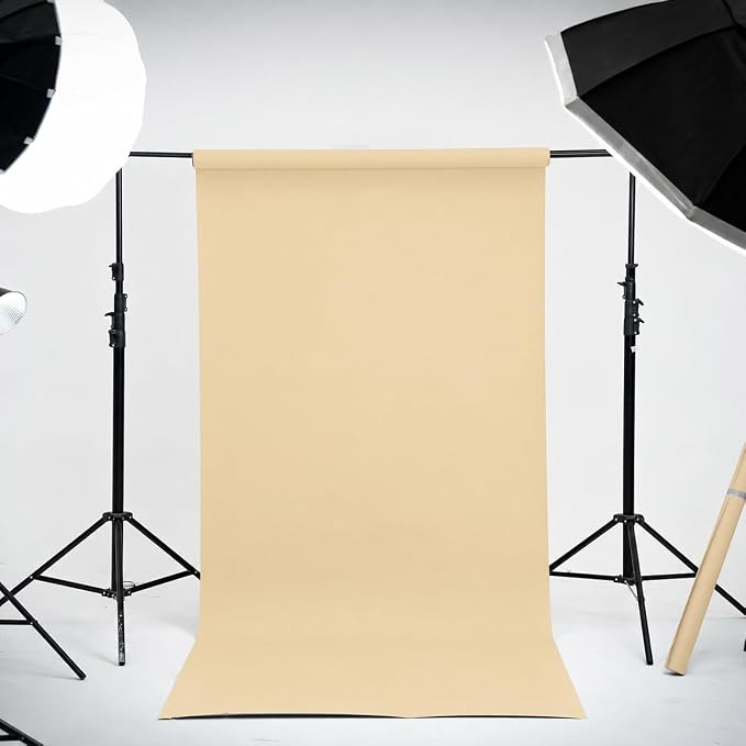 Kate Seamless Paper Backdrop for Photography Beige Cream Backdrop Paper (106.8''x32.8' Ivorine) - Image 2