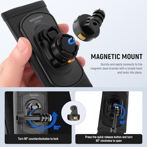 NEEWER Backpack Shoulder Chest Strap Mount Compatible with GoPro DJI Insta360 Action Cameras, 360° Camera Backpack Clip Holder Quick Release & One Toggle Switch for Photography Video Recording, GP63 - Image 3