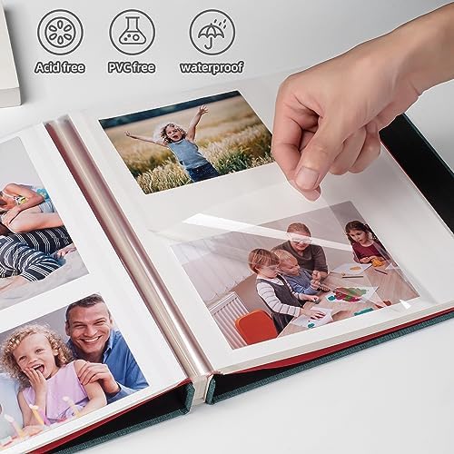 HoneyTolly Large Photo Album Self Adhesive, DIY Scrapbook Album for 3x5 4x6 8x10 Pictures, 60 Pages Linen Cover Memory Book, Ideal Gift for Family Wedding Baby Christmas Anniversary(Dark Green) - Image 5