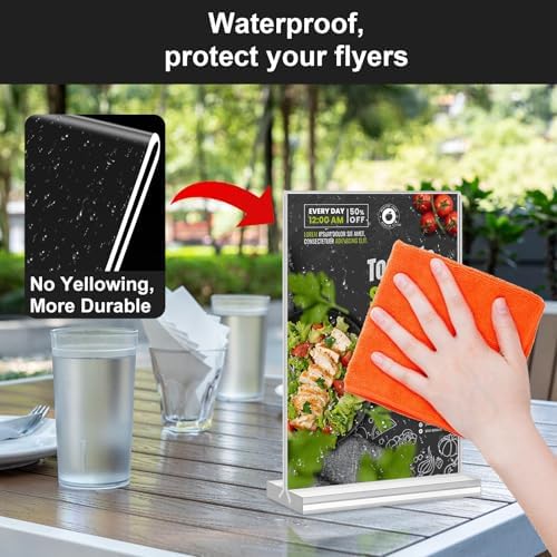 5x7 Acrylic Sign Holder, 12 Pack Vertical Plastic Signs Frame Table Top Display, Double Sided Display Flyer Holder Menu Holders Clear Stand for Office Store Show Fair - Image 5