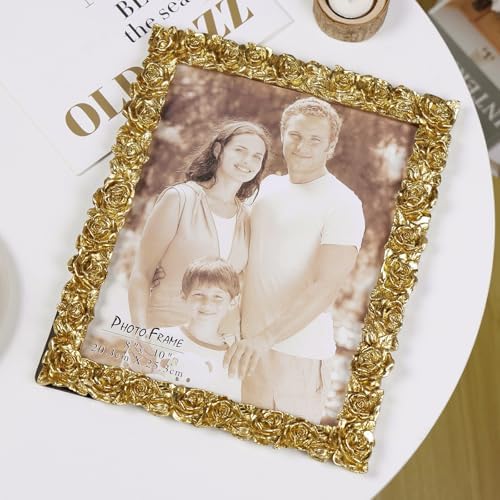 Cuspin 8x10 Picture Frame Gold Rose Vintage Ornate Floral Resin Frame - Image 5