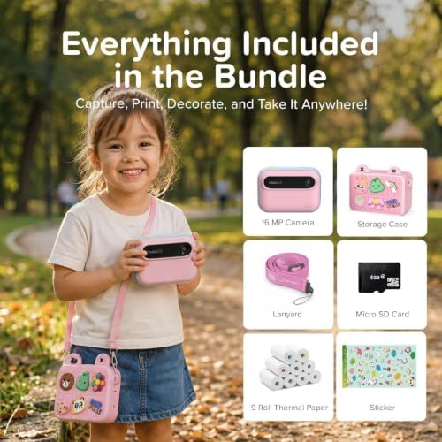 myFirst Kids Instant Print Camera, 16MP Camera, 9 Rolls Paper, Travel Case - Image 2