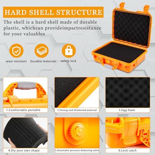 Relaxweex 22.4 x 16.1 x 10.2 Inch Hard Case, Grid Shell, Orange - Image 3