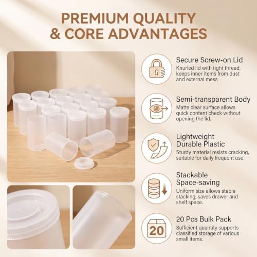 35mm Clear Film Canisters with Caps 20 Pcs Storage Containers - Image 4