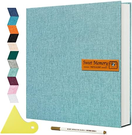 Spbapr Large Photo Album Self Adhesive Magnetic Scrapbook,DIY Scrapbook Album for 4x6 5x7 8x10 Picture,60 Pages Linen Cover Memory Book for Wedding Family Baby Pets, with Metallic Pen and Scraping by Spbapr