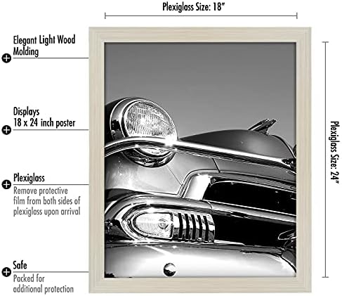 Americanflat 18x24 Poster Frame - Engineered Wood with Polished Plexiglass - Wide Picture Frame for Vertical or Horizontal Wall Display - Epic Collection - Light Wood - Image 2
