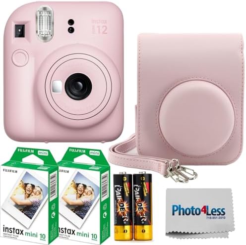 Fujifilm Instax Mini 12 Instant Film Camera Blossom Pink, Fujifilm Instax Mini Twin Pack Instant Film 20 Prints, Prtotective Case, Gift Bundle by FUJIFILM