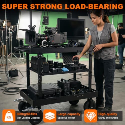 Generic Video Production Camera Cart Workstations with Swivel Wheels - Image 5