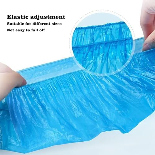 100PCS (50Pairs) Disposable Shoe Covers Waterproof Non-Slip Durable Boot Covers for Indoors Cleaning Real Estate Travel Construction Workplaces Plastic Disposable Shoe Covers for Men and Women (Blue) - Image 4