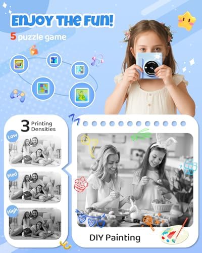 TIATUA Kids Instant Print Camera, 1080P HD Video Digital Toy, Blue - Image 5
