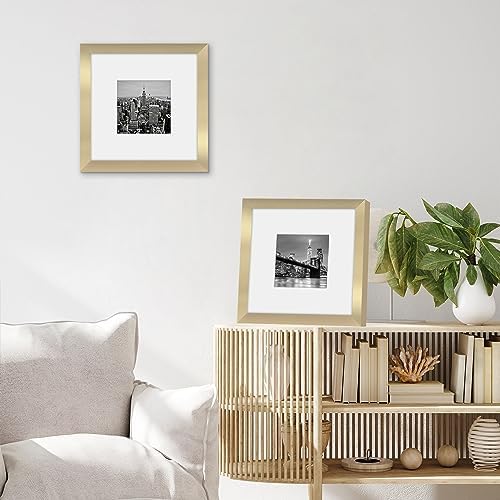 Americanflat 8x8 Picture Frame - Matted to 4x4 - Engineered Wood - Gold - Image 2
