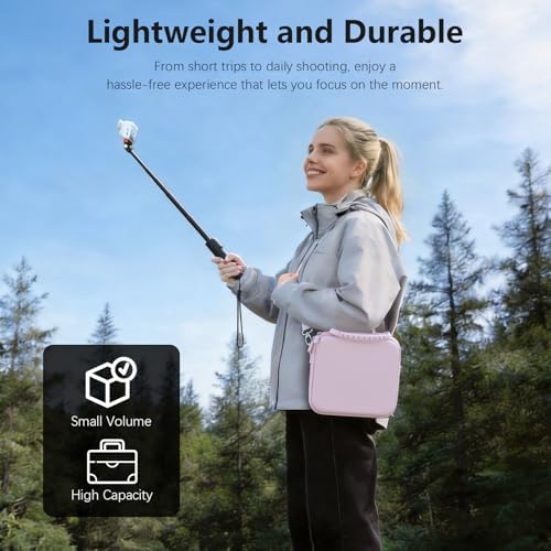 AMAZEAR Carry Case for Insta360 Go Ultra Accessories, Insta 360 Go-Ultra Portable Travel Bag with Shoulder Strap Hard Case for Protection, Organization, and Storage, Water-Resistance, Pink - Image 6