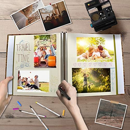 Holoary Self Adhesive Page Photo Album with Metallic Pen Magnetic Self-Stick Scrapbook for 3x5 4x6 5x7 6x8 8x10 Hand Made DIY 40 pages Albums, Printed Kraft Paper Cover Old Map Adventure Memory Book - Image 5