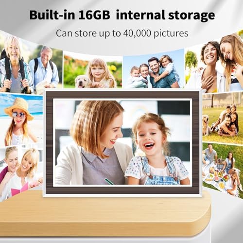 Digital Picture Frame 10.1 Inch, WiFi Digital Photo Frame with 16GB Storage, IPS HD Touchscreen, Instant Photo & Video Upload via Uhale APP, Wall-Mounted, for Mom, Housewarming Wood - Image 4