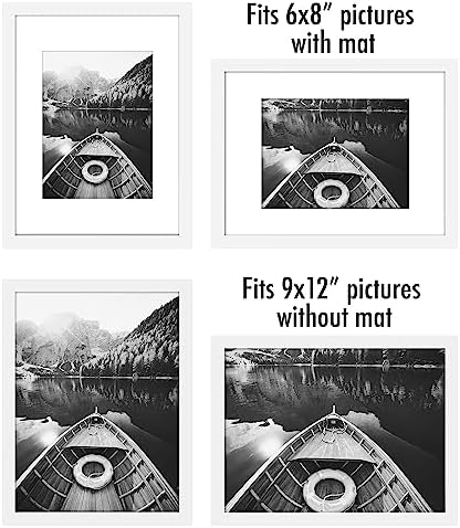 Americanflat 9x12 Picture Frame 5-Pack - Matted to 6x8 - White - Image 4