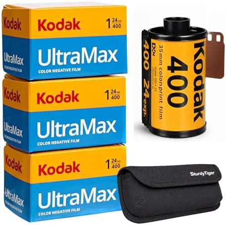 Kodak Ultramax 400 35mm Film Roll 24 Exp 3 Rolls with Sturdy Tiger Case by Unknown