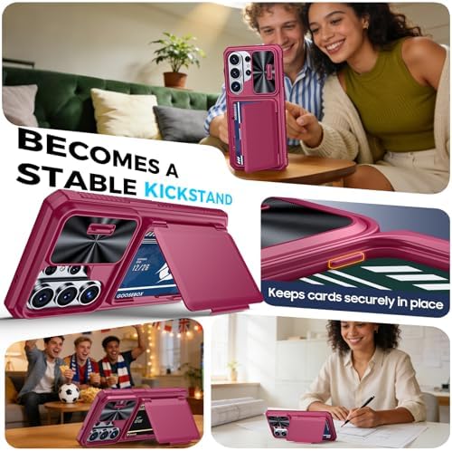 GooseBox for Samsung Galaxy S26 Ultra Case Wallet with RFID [Cards Holder][Camera Cover][Edge Raised] Full Body Shockproof Silicone Protective Phone Case for Galaxy S26 Ultra 2026 (Magenta) - Image 5