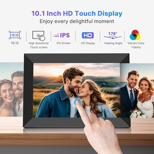 Uhale Digital Picture Frame 32GB Storage 10.1 Inch WiFi Electronic Photo Frames SD Card Slot IPS Touch Screen HD Display Auto Rotate Slideshow Share Videos Photos Instantly Send Wishes Remotely - Image 4