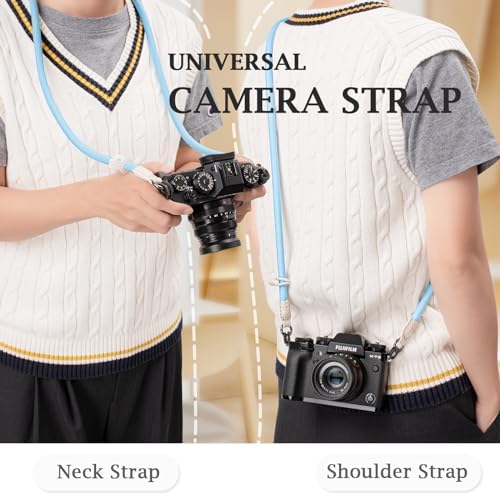 VOVMOEYA Nylon Braided Camera Rope Strap, Camera Neck Shoulder Strap with O-Ring for DSLR & Mirrorless Camera - Blue - Image 4
