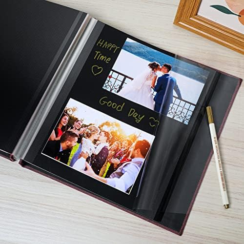 Spbapr Large Photo Album Self Adhesive Linen Cover Magnetic Scrapbook Album DIY Scrap Book 40 Black Sticky Pages for 3x5 4x6 5x7 8x10 Pictures with A Metal Pen - Image 4