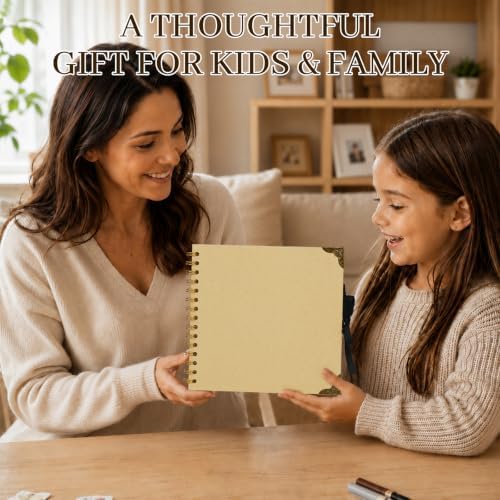 Scrapbook Photo Album 8"x8" 30 Sheets 60 Pages Kraft Paper Ribbon Closure - Image 6