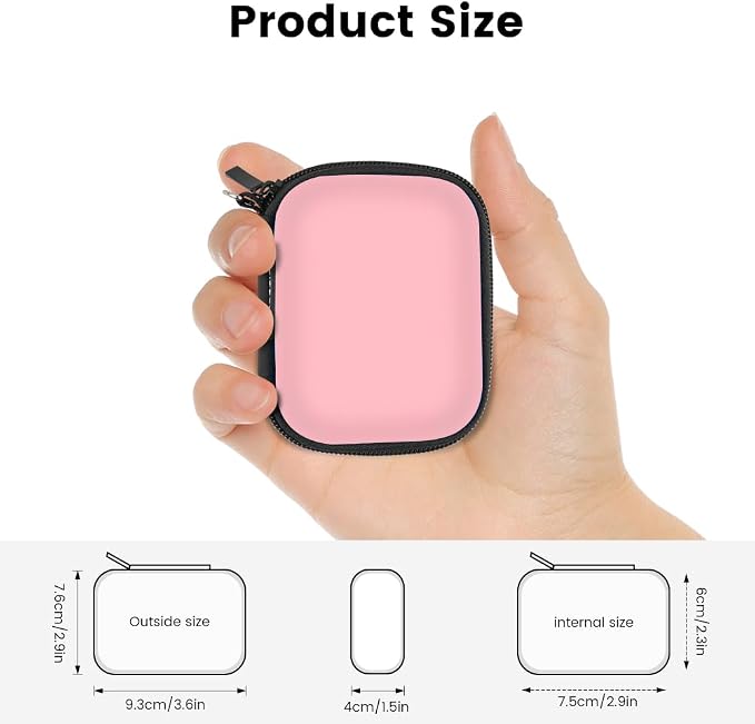 Earbud Case Holder, RISETECH Hard Earphone Travel Case Zipper Pouch Compatible with Wired Earbuds, TAGRY X08, Btootos A90 Pro, in Ear Monitor -Pink - Image 6