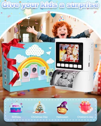 Instant Print Camera for Kids, 1080P Instant Digital Print Cameras for Toddler, Portable Toy for 4 5 6 7 8 9 10 Year Old Girl, Christmas Birthday Gifts for Girls Boys with SD Card White - Image 6