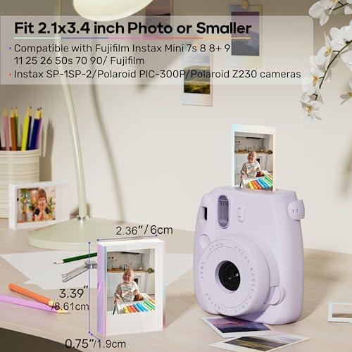 Instax Mini Picture Frames for Polaroid & Fujifilm Instax Mini Camera/ Printer Film, 2x3 Cute Polaroid Photo Frame, Tabletop Small Picture Display Holder for Instant Photo, Iridescent Acrylic, 3 Pack - Image 2