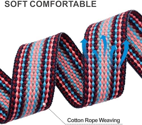 Padwa Lifestyle Striped Purple Camera Strap - 1.5" Soft Cotton Rope Weave Crazy Horse Cowhide Head Camera Straps for Photographers and All Cameras,Cute Adjustable Vintage Woven Strap for Adults&Youth - Image 4