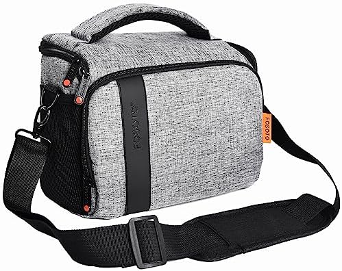 FOSOTO Compact SLR/DSLR Stylish Camera Bag Case Compatible for Nikon P900 B500 D3500 D5600 D7500, Canon EOS T6 T7i T5 4000D 80D, Sony A73 Mirrorless Camera Shoulder Case Waterproof Rain Cover (Gray) by FOSOTO