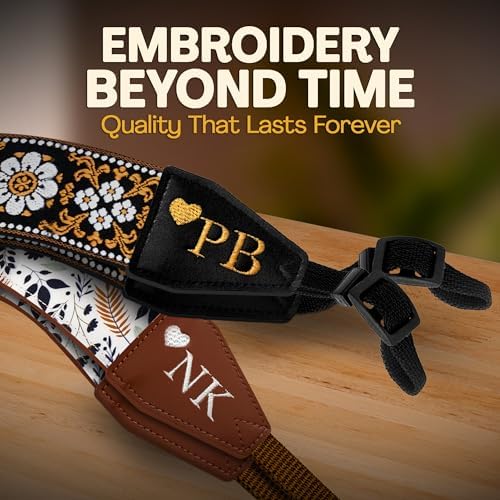 Art Tribute Camera Strap Personalized With Name - Shoulder, Crossbody & Neck Camera Strap for Photographers, Fits All Cameras, Canon Nikon Sony Fujifilm, Padded Strap W/Quick Release & Leather Ends - Image 5
