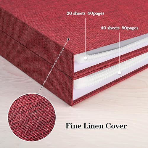 Mublalbum 10x10 Inch 3 Ring DIY Scrapbook Photo Album 40 Pages, Red - Image 6